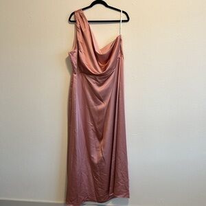Women's Lovely Sheared One Shoulder Satin Trumpet Dress - Desert Rose Pink SZ 24